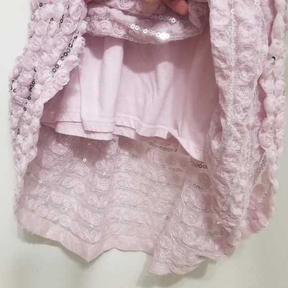 GUC pink sequined dress w rosettes - Picture 7 of 8